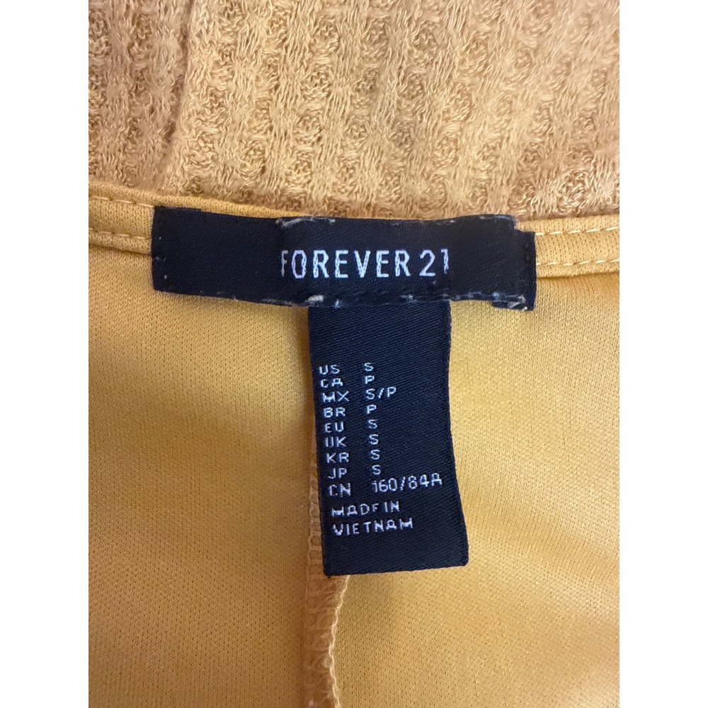 Forever 21 Mustard Yellow Waffle Knit Sleeveless Mini Swing Dress Womens Small - Picture 5 of 5
